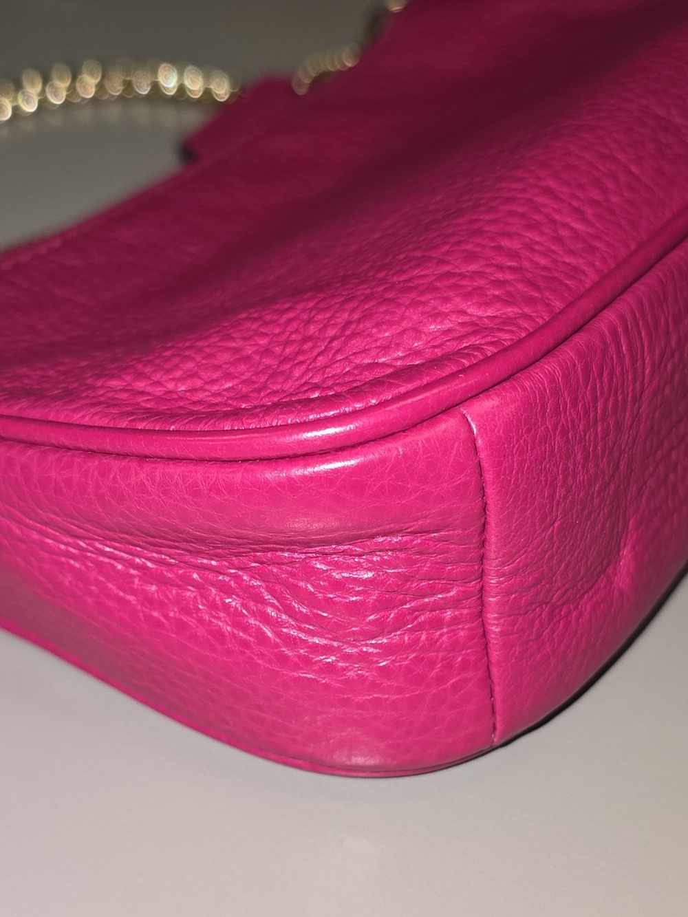 Coach Pink Fuchsia Pebbled Leather Mini Shoulder Bag Gold Chain F53340 - Picture 9 of 16